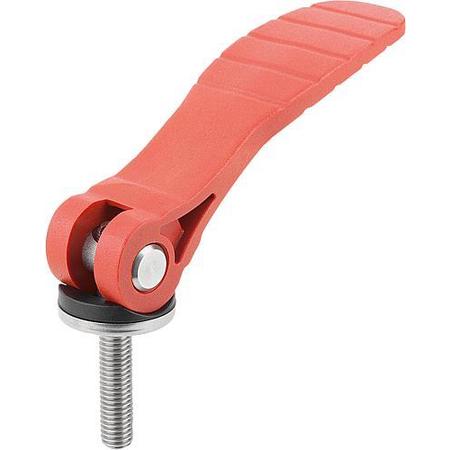 KIPP Cam Lever with plastic handle ext. thread, steel or stainless, inch K0648.153184A2X40